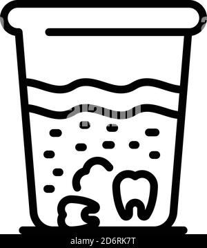 Teeth in rinse icon, outline style Stock Vector