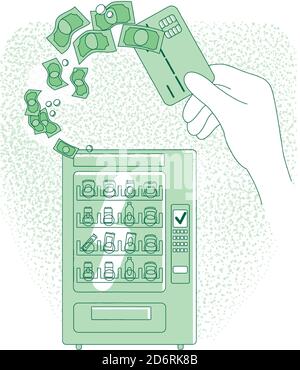 Cashless payment thin line concept vector illustration Stock Vector