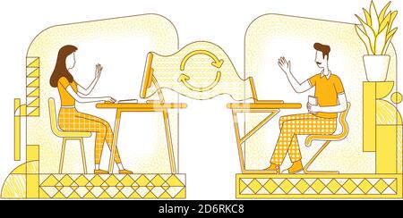 Video conferencing flat silhouette vector illustration Stock Vector