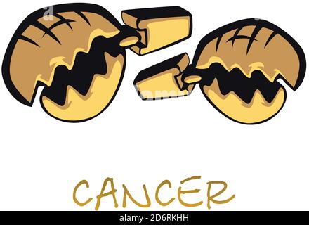 Cancer zodiac sign accessory flat cartoon vector illustration Stock Vector