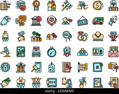 Auction icons set vector flat Stock Vector