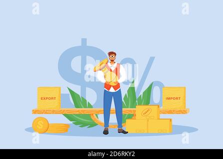 Import and export tariffs flat concept vector illustration Stock Vector