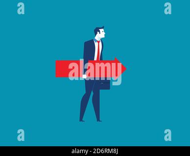 Businessman holding the red arrow. Concept business illustration. Vector Stock Vector