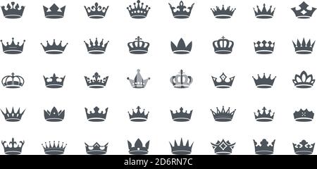 A set of vector king crowns icon on white background. Vector Illustration. Emblem, icon and Royal symbols. Stock Vector
