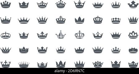 A set of vector king crowns icon on white background. Vector Illustration. Emblem, icon and Royal symbols. Stock Vector