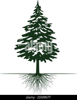 Green Christmas Tree. Vector illustration and Icon. Stock Vector
