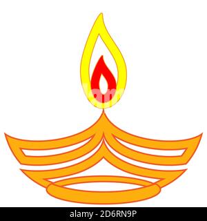 The symbol of the ethnic holiday diwali in the form of a burning candle Stock Vector