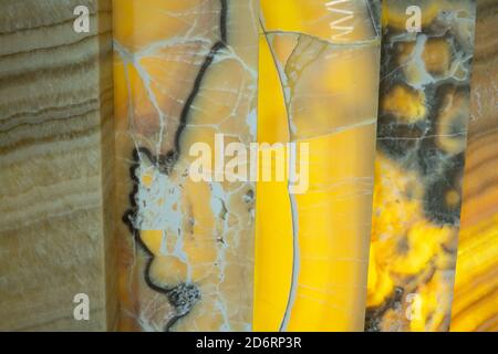 texture of several pieces of different types of onyx Stock Photo