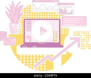 Content marketing thin line concept vector illustration Stock Vector