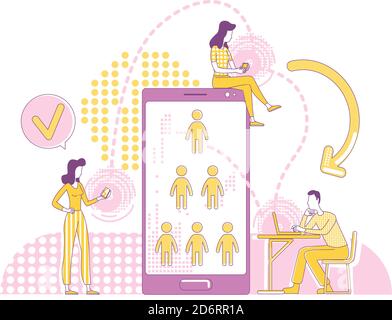 Referral program thin line concept vector illustration Stock Vector