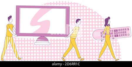 Home cinema system thin line concept vector illustration Stock Vector