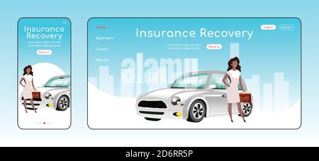 Insurance recovery responsive landing page vector template Stock Vector
