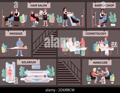 Beauty salon flat color vector characters set Stock Vector