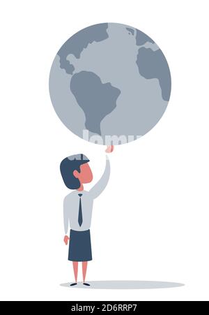 Businesswoman holding the world in her hands Stock Vector