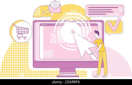 PPC marketing thin line concept vector illustration Stock Vector