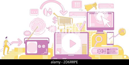 Digital advertising thin line concept vector illustration Stock Vector