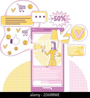 SMM tools thin line concept vector illustration Stock Vector