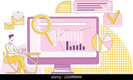 Content marketing metrics thin line concept vector illustration Stock Vector