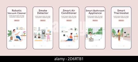 IOT devices onboarding mobile app screen flat vector template Stock Vector