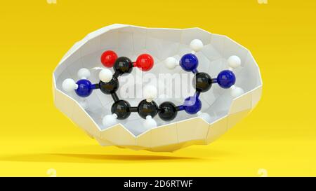 Arginine (L-arginine, Arg, R) amino acid molecule. 3D rendering. Atoms are represented as spheres with conventional color coding: hydrogen (white), ca Stock Photo