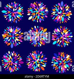 Abstract geo background with colorful fireworks, random colored. Seamless vector pattern, perfect for fabric textile design, wallpapers, seamless web Stock Vector