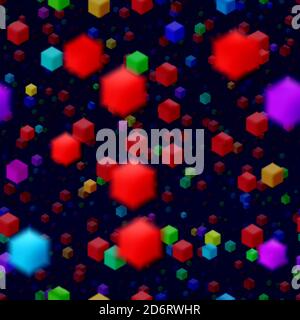 Abstract seamless flying colorful cube background. Pattern with random small colorful cubes Stock Photo
