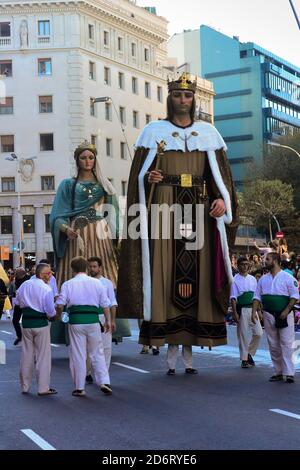 Gegants, giants, gigantes. Catalan folklore. La Mercè festival. Barcelona, Catalonia, Spain. Stock Photo