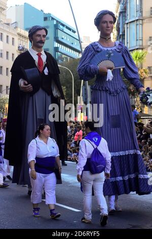 Gegants, giants, gigantes. Catalan folklore. La Mercè festival. Barcelona, Catalonia, Spain. Stock Photo