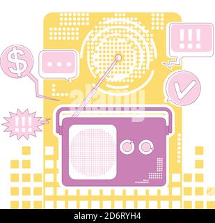 Radio marketing thin line concept vector illustration Stock Vector