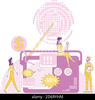Radio advertising thin line concept vector illustration Stock Vector