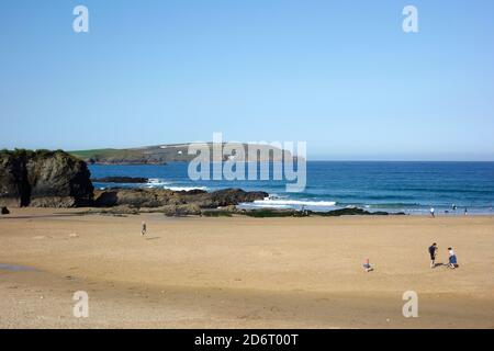 Trevone Beach and Bay, North Cornwall Coast, England, UK in September Stock Photo