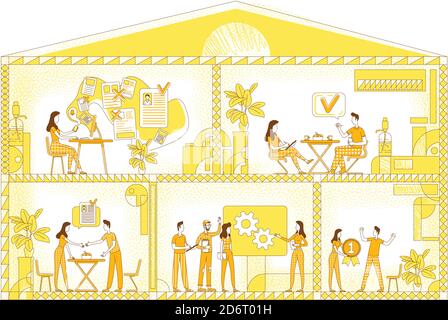 Business workplace flat silhouette vector illustration Stock Vector