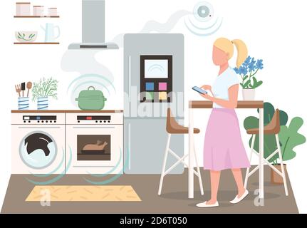 Modern housewife flat color vector faceless character Stock Vector