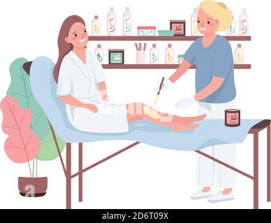Waxing flat color vector characters Stock Vector