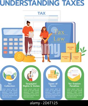 Understanding taxes flat color vector informational infographic template Stock Vector