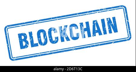 blockchain stamp. square grunge sign isolated on white background Stock Vector