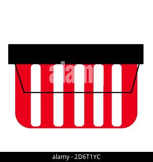 Empty red shopping basket isolated on white background. Supermarket basket. Shopping basket icon. Vector illustration Stock Vector