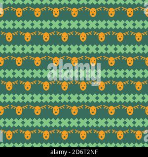 reindeer christmas stripes seamless vector pattern Stock Vector