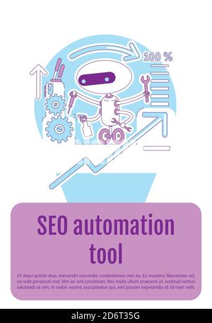 SEO automation tool poster flat silhouette vector template Stock Vector