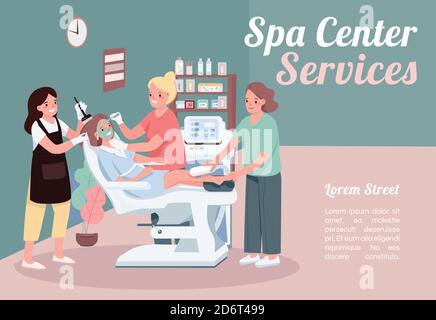 Spa center services banner flat vector template Stock Vector