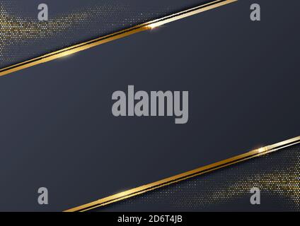 Abstract navy blue background with golden frame Stock Vector