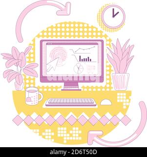 Marketing analytics thin line concept vector illustration Stock Vector
