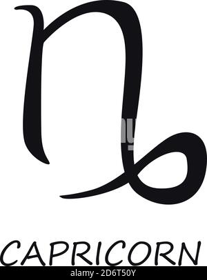 Capricorn zodiac sign black vector illustration Stock Vector