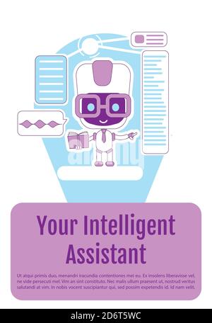 Personal assistant bot poster flat silhouette vector template Stock Vector