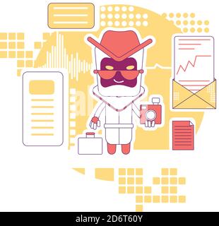 Spying bot thin line concept vector illustration Stock Vector