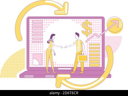 Affiliate marketing thin line concept vector illustration Stock Vector