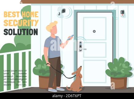 Best home security solution banner flat vector template Stock Vector