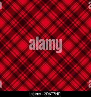 Red with dark diagonal stripes seamless pattern background. Vector checkered abstract. Trend Merry Christmas and New Year tablecloth cage texture Stock Vector