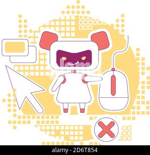 Click bot thin line concept vector illustration Stock Vector