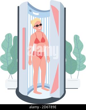 Suntanning flat color vector character Stock Vector